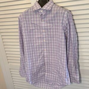 New Twillory  non iron  safe cotton 16 32/33 Men's Purple Checkered Casual Shirt